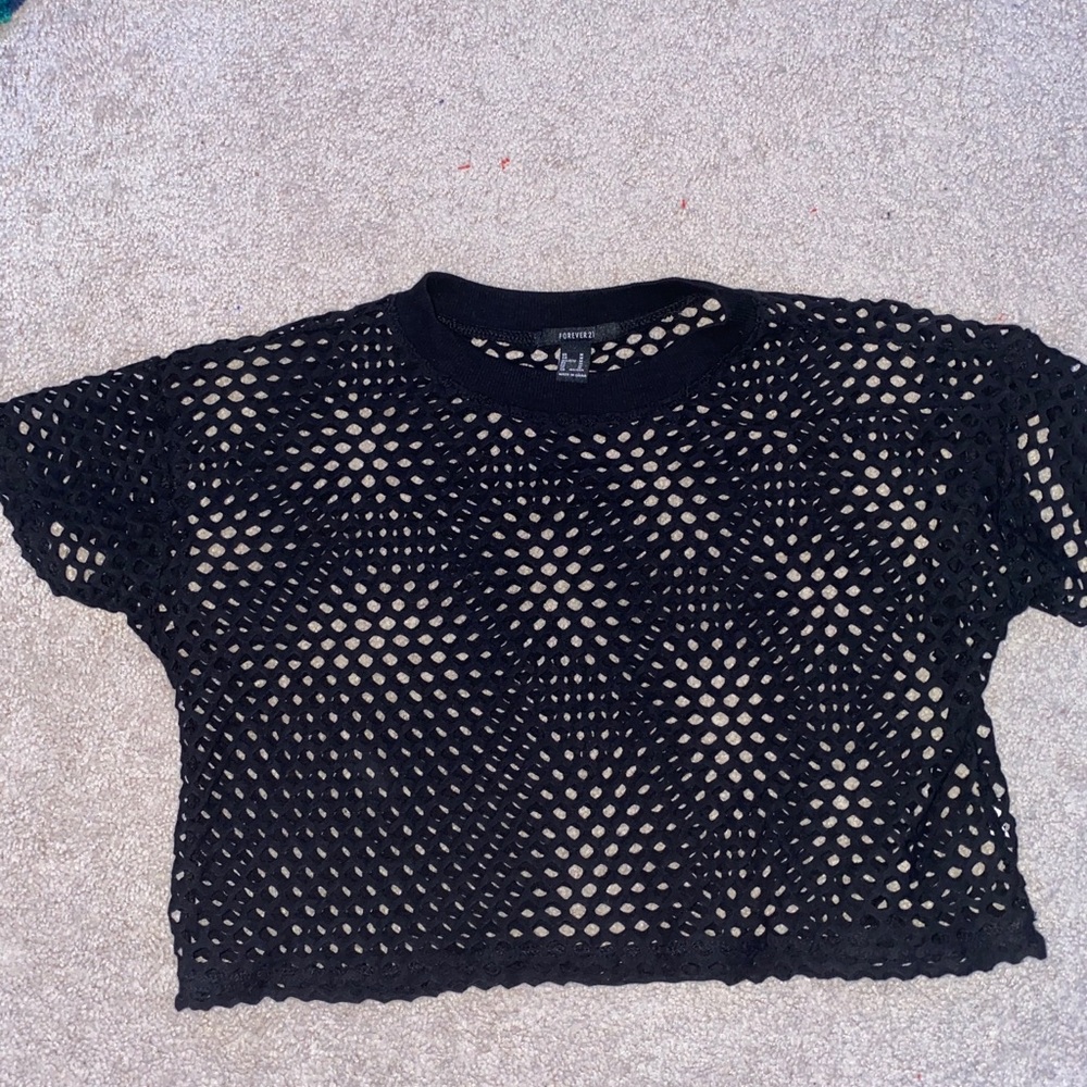 cropped see through black shirt